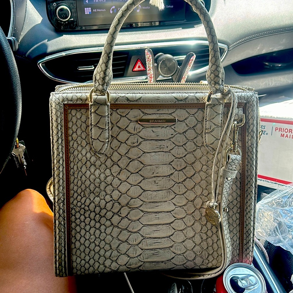 Brahmin Small Caroline oyster grey
